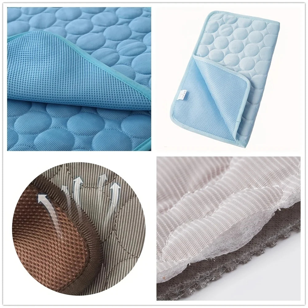 Dog resting on self-cooling pad showing non-slip base — Pawnests