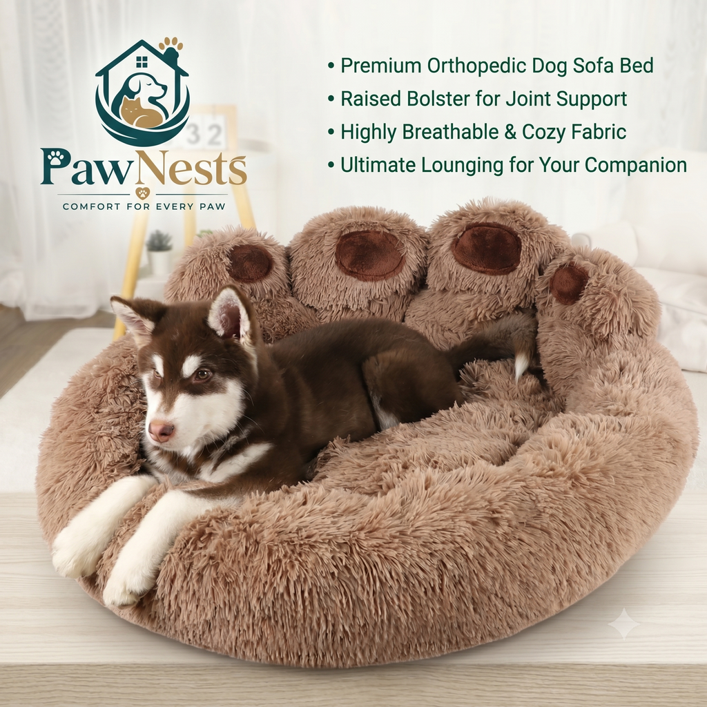 Premium orthopedic dog sofa bed in bolster style — soft memory foam for small to large breeds | Pawnests