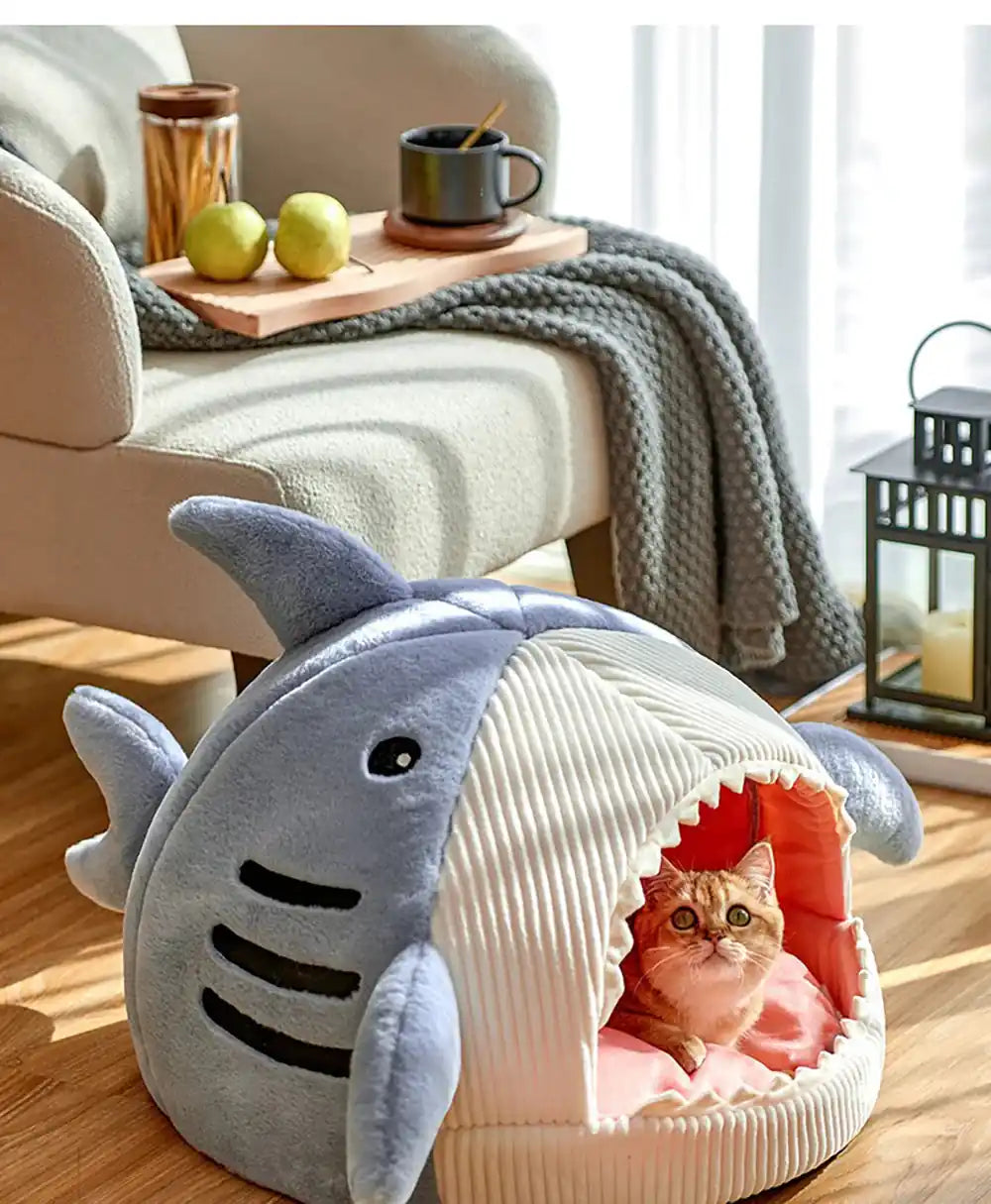 Luxury Plush Shark Pet Cave Pawnests
