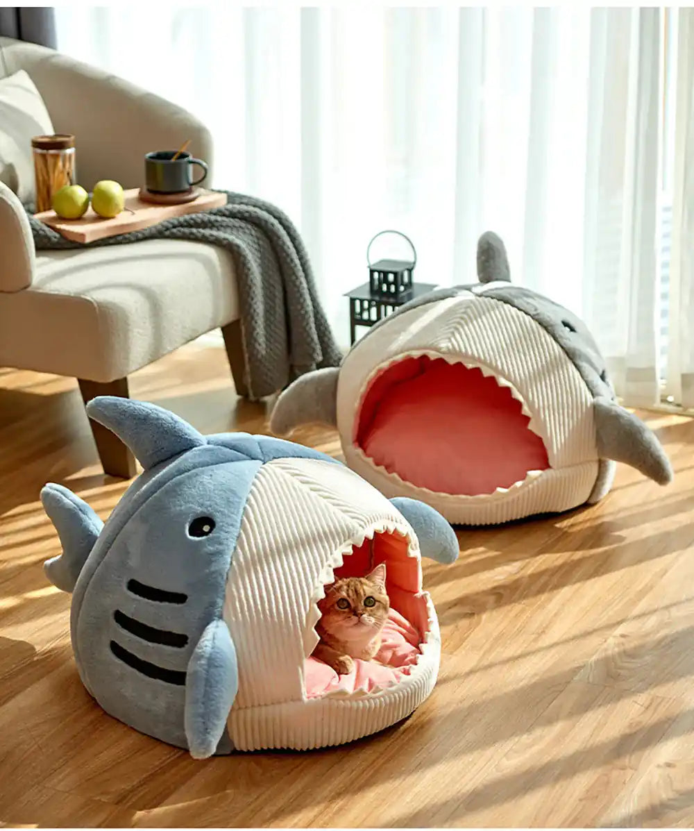 Luxury Plush Shark Pet Cave Pawnests