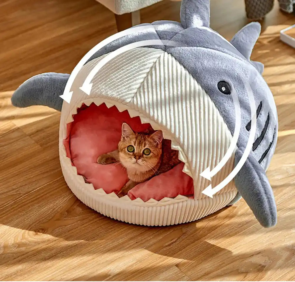 Luxury Plush Shark Pet Cave Pawnests