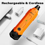 Orange cordless tool with charging accessories on a white background, featuring the brand 'Joyu'.