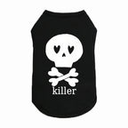 Dog wearing Killer graphic vest at park — summer dog outfit | Pawnests