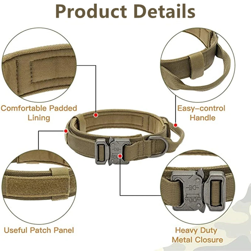 High quality Heavy-Duty Tactical Dog Collar & Leash S Pawnests