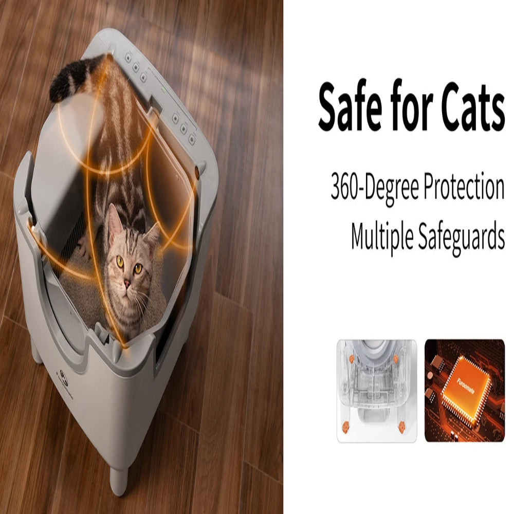 F6 Self-Cleaning Litter Box: An open-top, automatic, and safe solution for hassle-free odor control. Pawnests