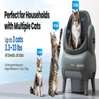 Cat weight scanner with text about its suitability for households with multiple cats.