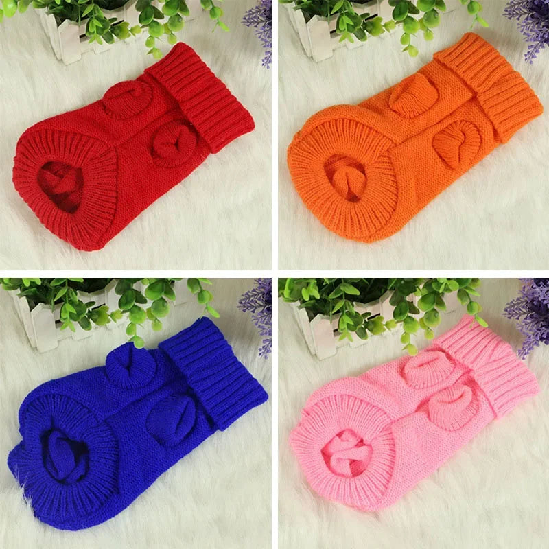 Dog sweater orange knitted pullover — toy breed winter wear — Pawnests