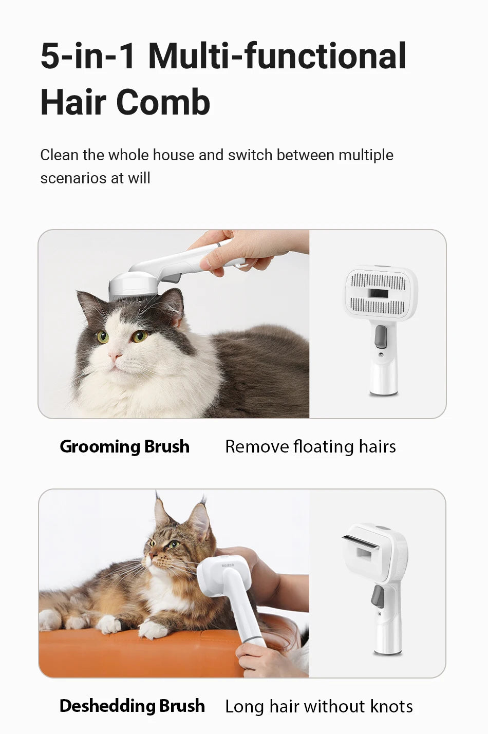 ROJECO 5-in-1 Smart Pet Grooming Vacuum Pawnests