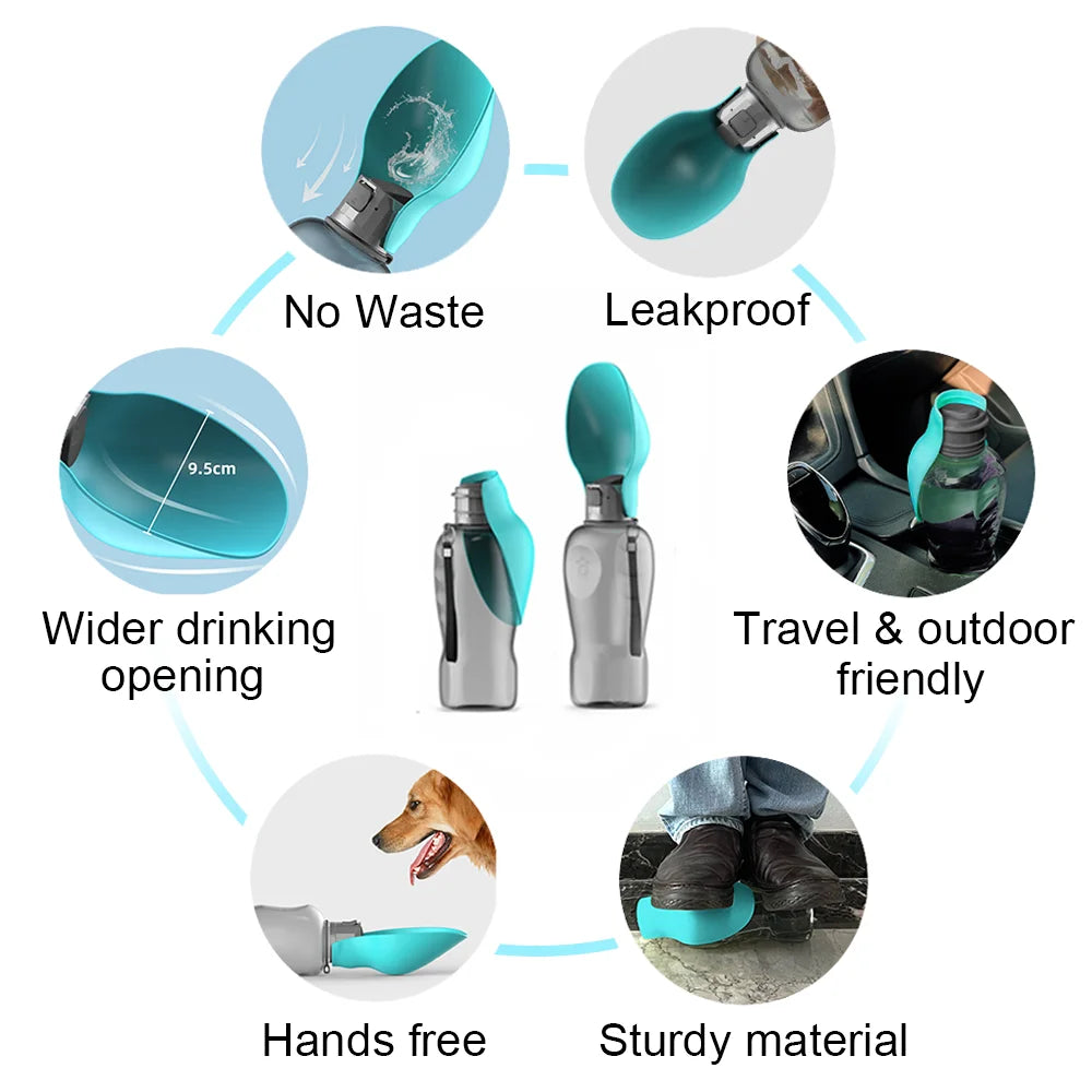 Dog water bottle wide opening detail — Pawnests