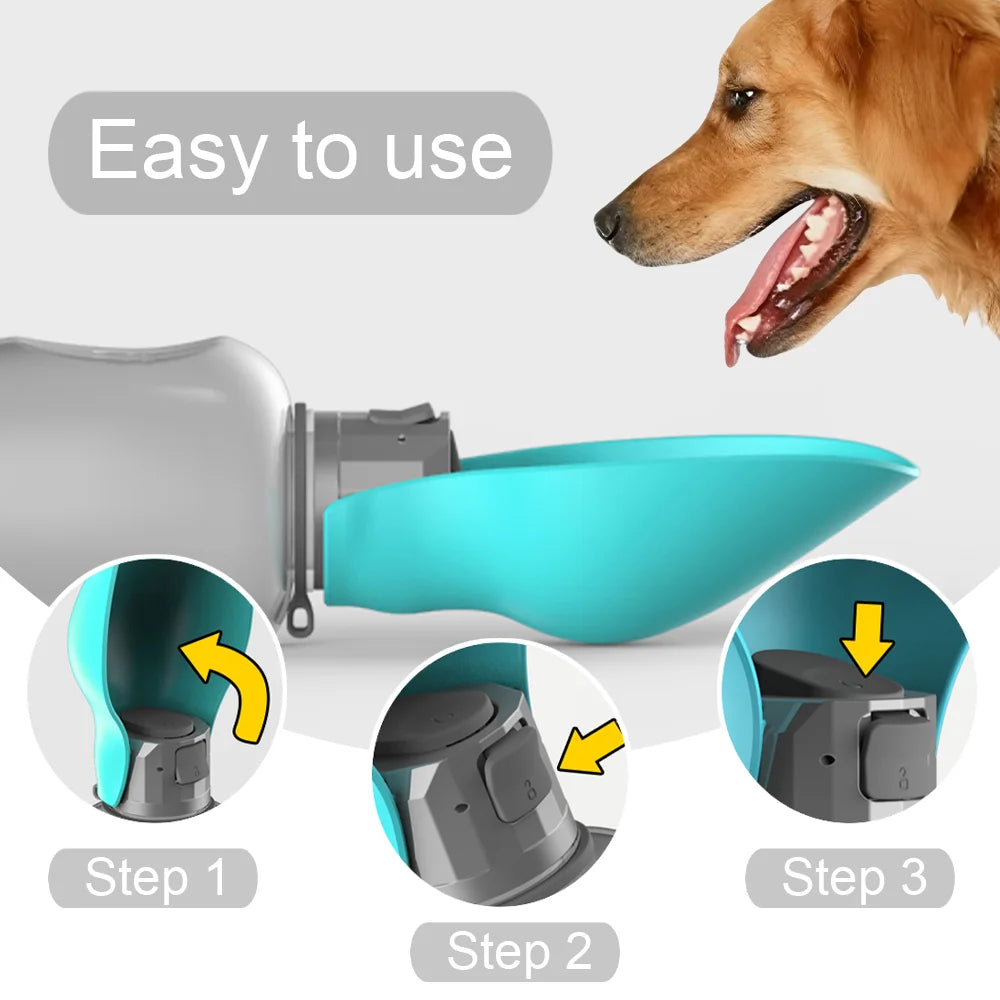 Dog drinking from portable water bottle outdoors — Pawnests
