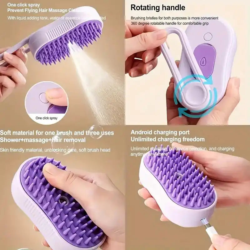 AeroBrush | 3-in-1 Foldable Steam Pet Brush Pawnests