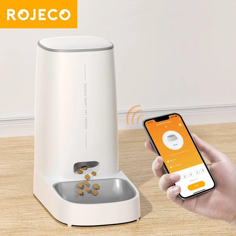 ROJECO Automatic Cat Feeder Pet Smart WiFi Cat Food Dispenser Pawnests