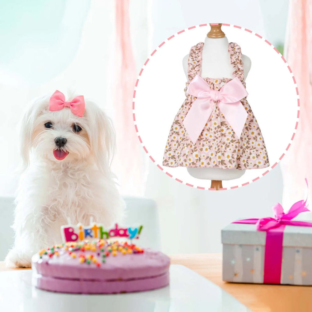 Romantic Pink Floral Pet Summer Dress Pawnests