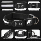 Waterproof LED AirTag Dog CollarUSB Chargeable for Airtag no Airtag included Pawnests