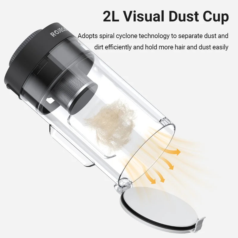 2L Visual Dust Cup with spiral cyclone technology on a white background