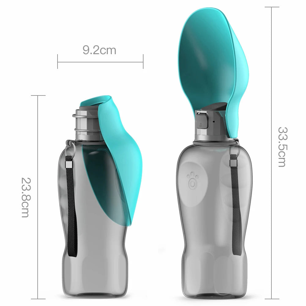 Turquoise dog water bottle hands-free use — Pawnests