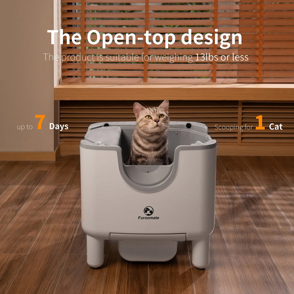 F6 Self-Cleaning Litter Box: An open-top, automatic, and safe solution for hassle-free odor control. Pawnests