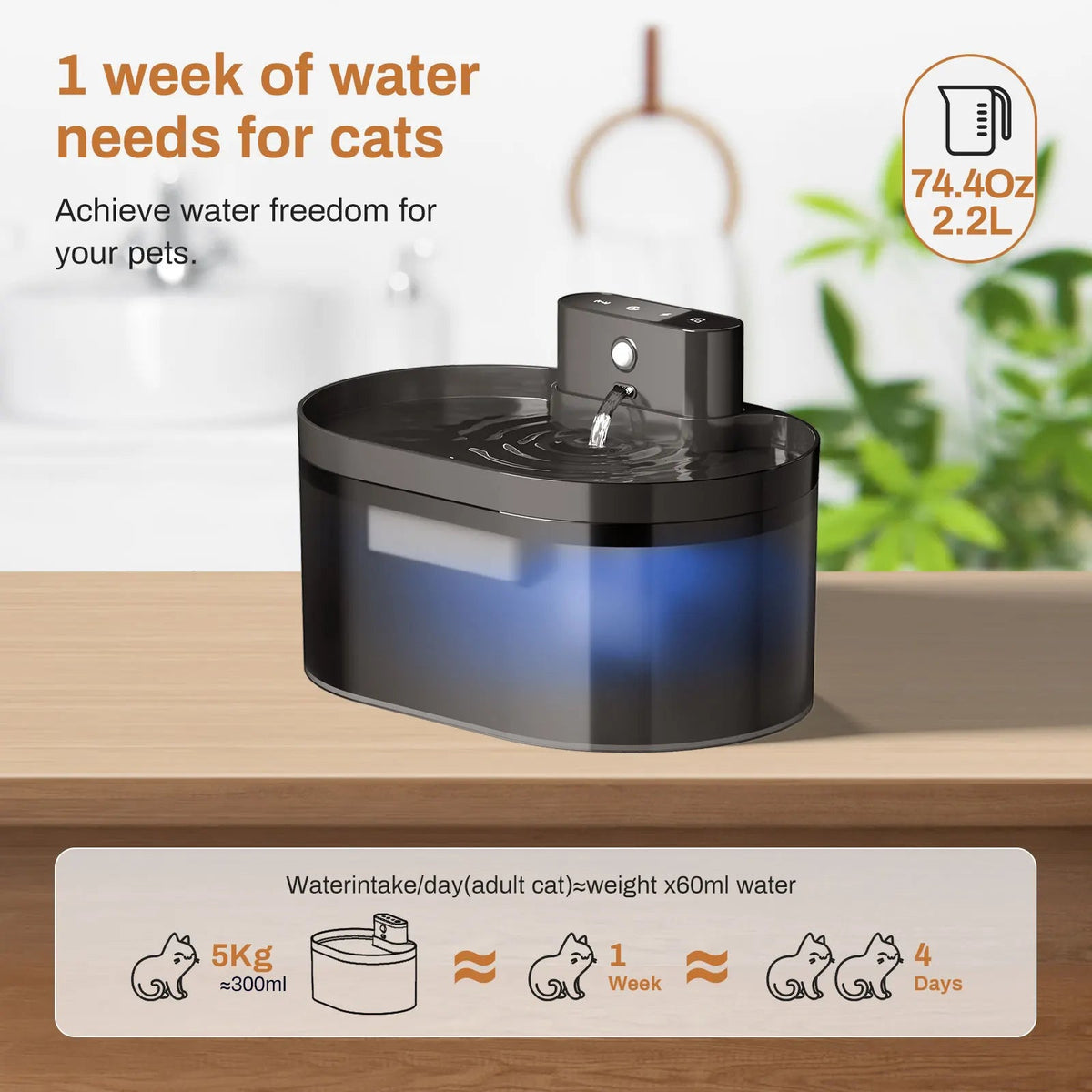 2.2L Silent Automatic Pet Water Fountain Pawnests