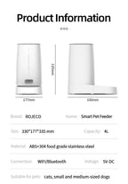 ROJECO Automatic Cat Feeder Pet Smart WiFi Cat Food Dispenser Pawnests
