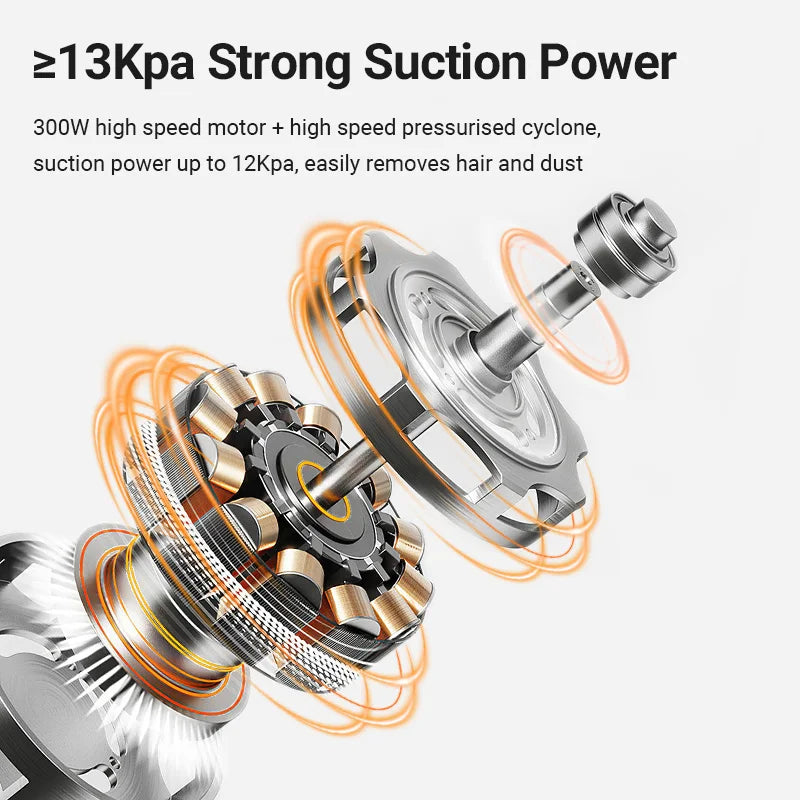 Close-up of a high-speed motor with suction power text on a white background
