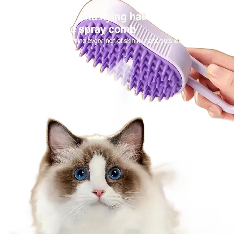 AeroBrush 3-in-1 foldable steam pet brush on white background