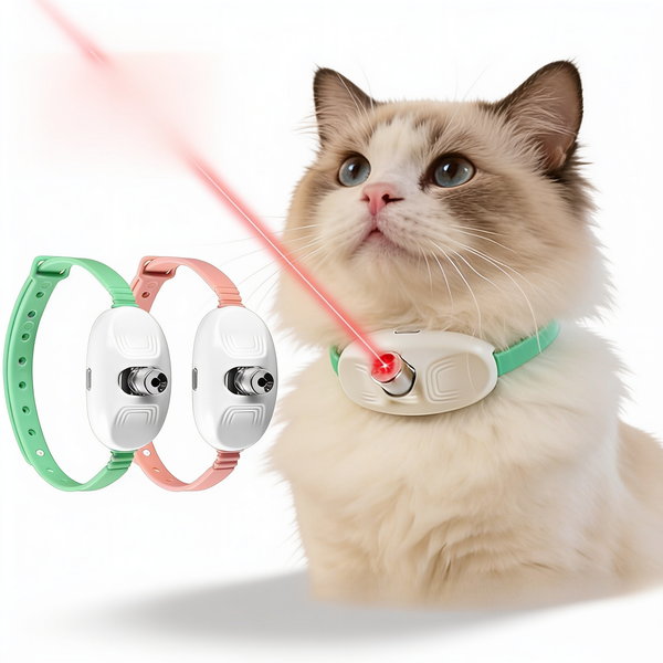 Laser cat collar wearable interactive projection toy on white background