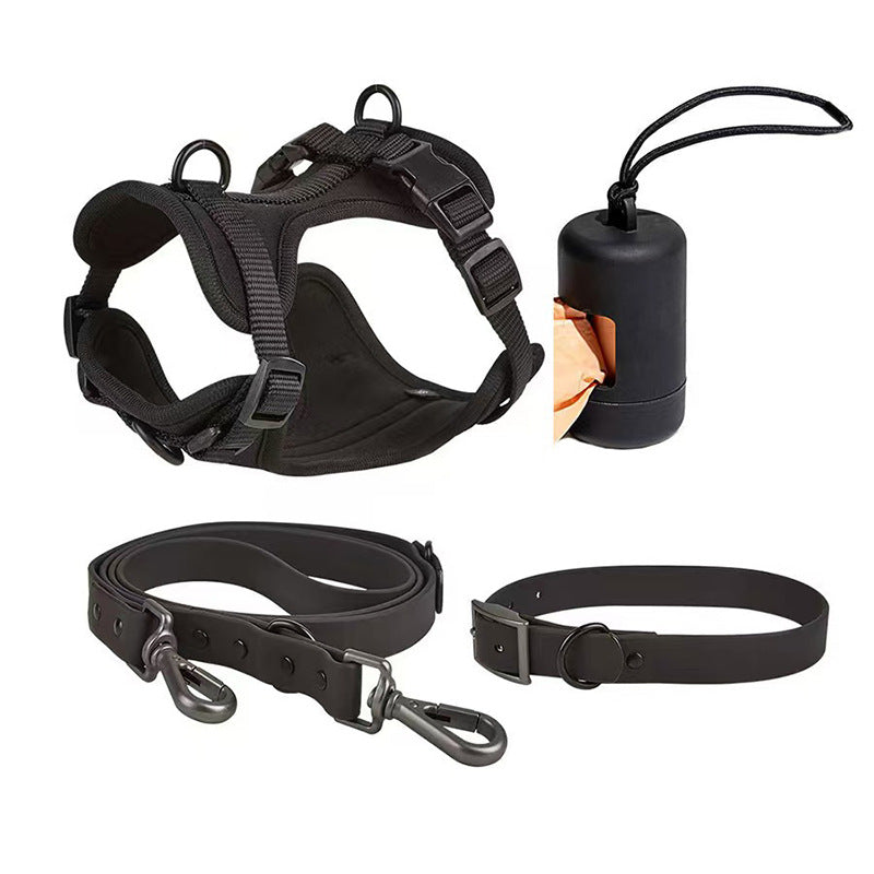PVC dog harness collar close-up — adjustable punch-hole sizing | Pawnests