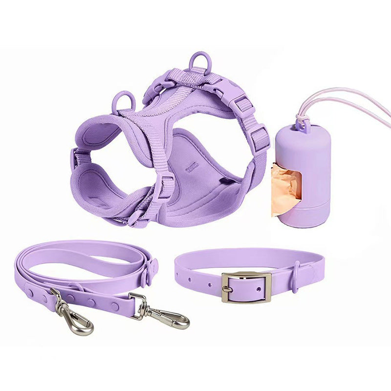 Red PVC dog harness 4-piece set — waterproof walking kit for small dogs | Pawnests