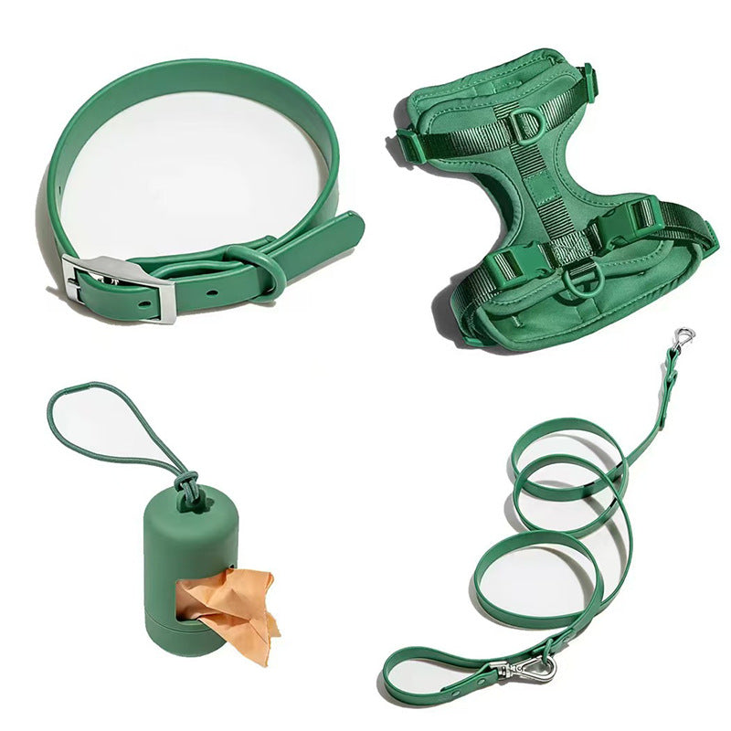 Yellow dog harness 4-piece set — colourful PVC walking bundle | Pawnests