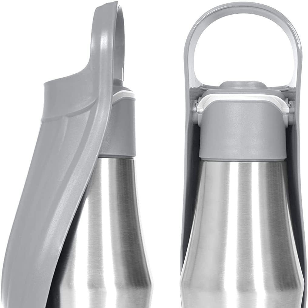 Pet water bottle in dark blue — leak-proof screw cap and built-in trough | Pawnests