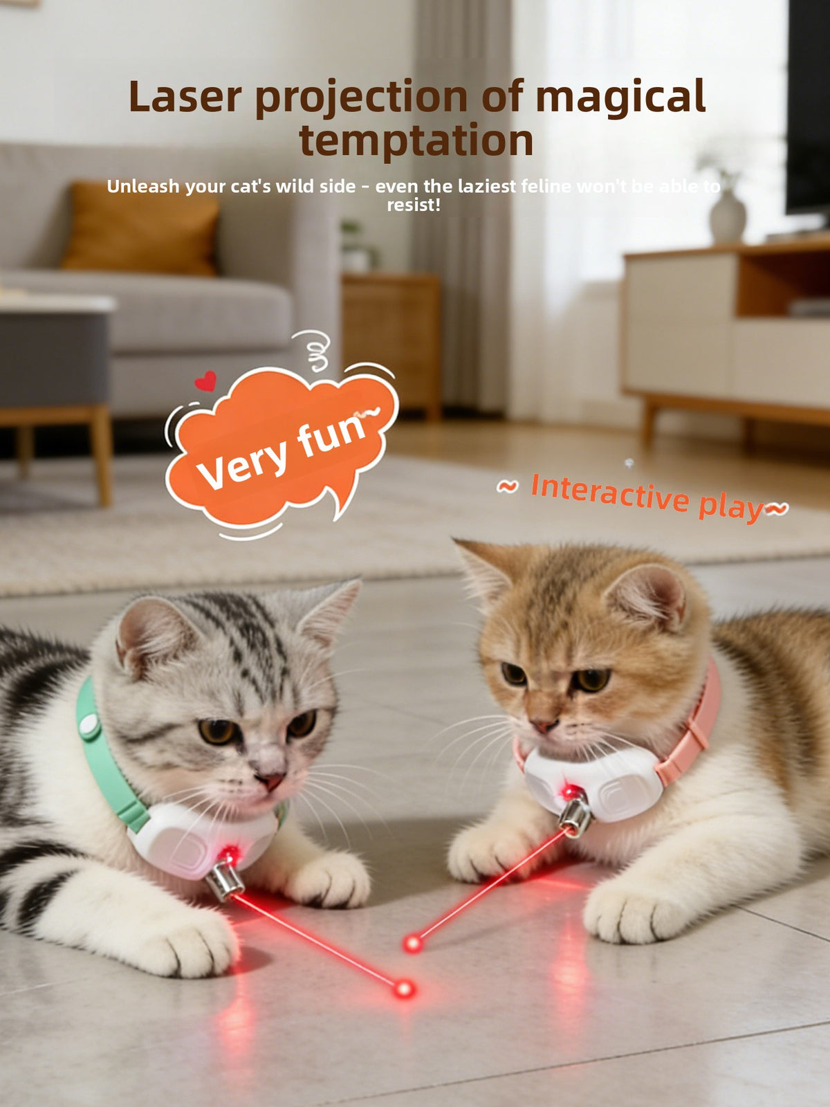 Cat chasing automatic laser projection from collar | Pawnests