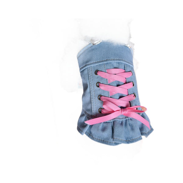Pet denim skirt sunflower bear design — summer dress for dogs and cats | Pawnests